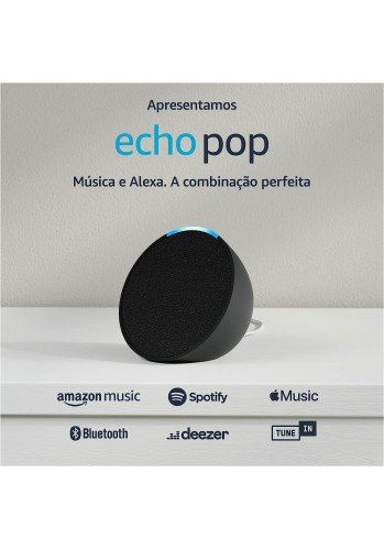 Echo Pop | Smart speaker compacto com som envolvente e Alexa | Cor Preta