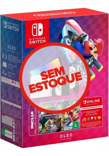 Nintendo Switch Oled com Mario Kart 8 + 3 Meses de Assinatura Nintendo Switch Online (Nacional)
