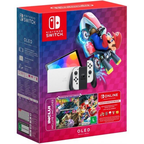 Nintendo Switch Oled com Mario Kart 8 + 3 Meses de Assinatura Nintendo Switch Online (Nacional)