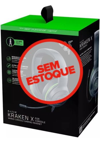 Headset Razer Kraken X  - PS5, SERIES, PS4, XBOX ONE, SWITCH e MOBILE